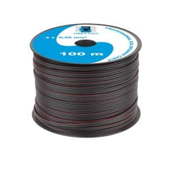 Przewód głośnikowy kabel CCA czarno-czerwony pasek 2x0,5mm 100m